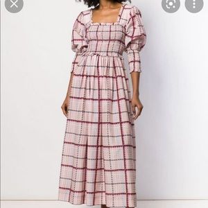 Ganni pink plaid maxi dress NWT